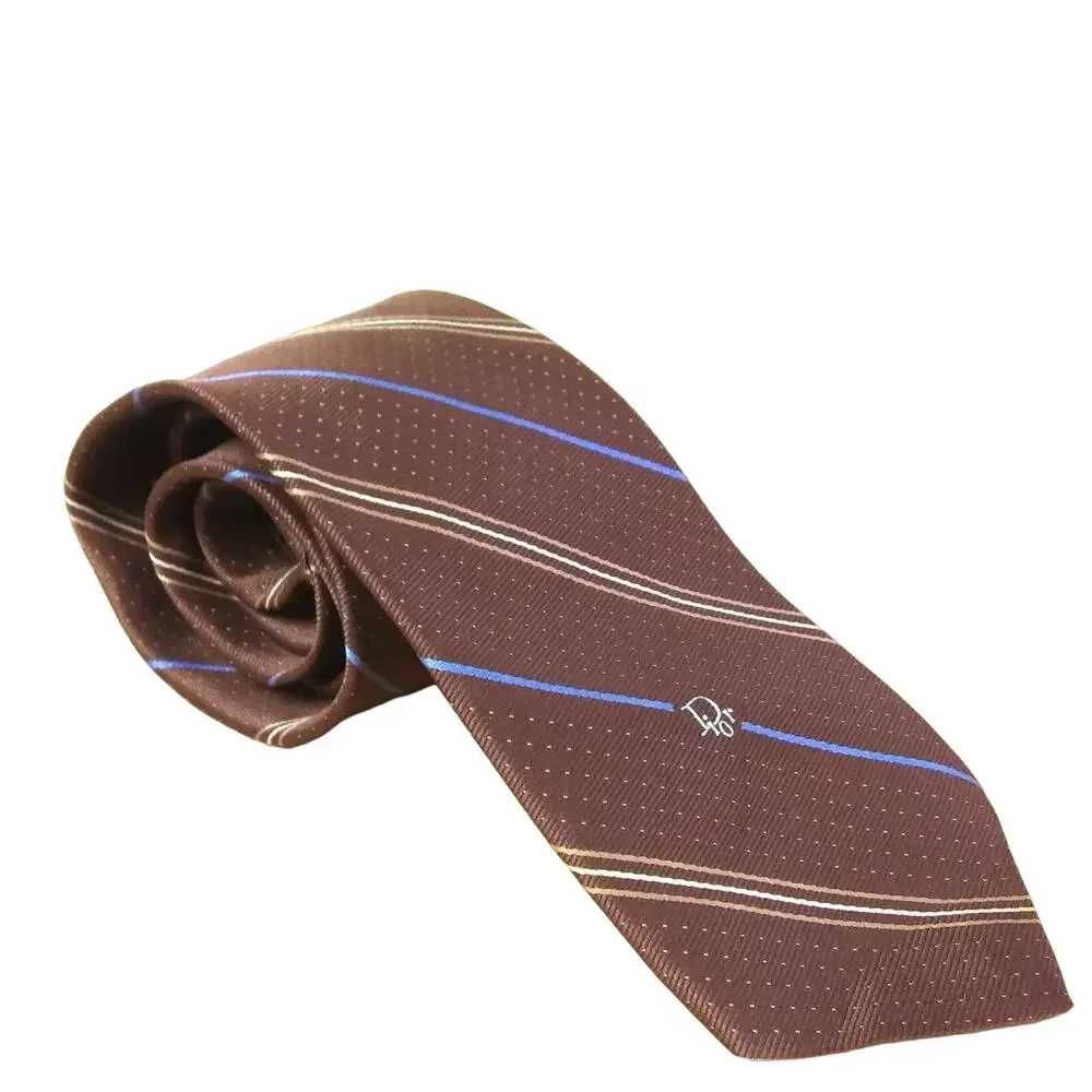 Vintage Christian Dior Logo Tie - Brown, Size OS - Classic & Elegant - Picture 1 of 4